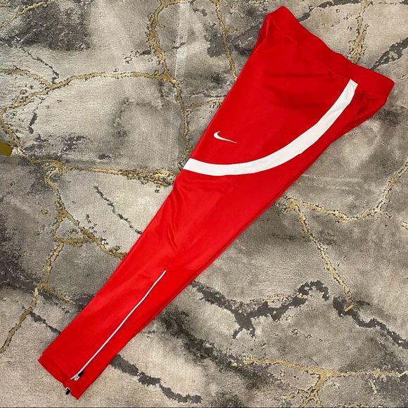 Nike Power Running Tights Pants Red Men's - Picture 2 of 3